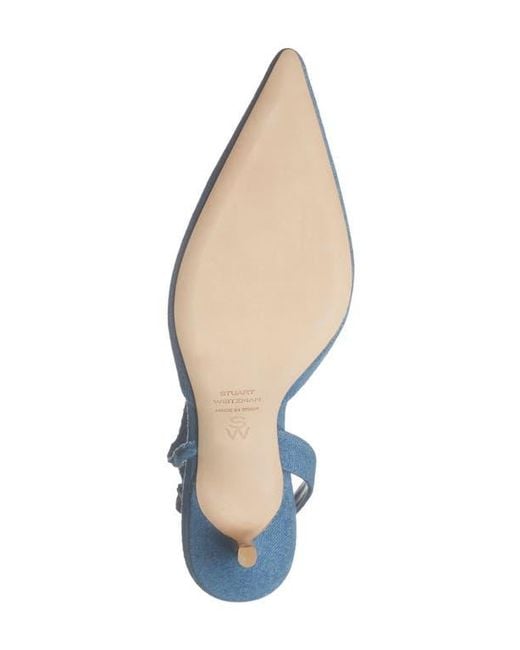 Stuart Weitzman Blue Tully 50 Slingback Pump