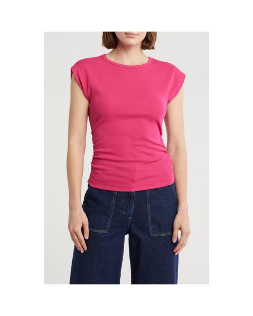 INDUSTRY REPUBLIC CLOTHING Pink Ruched Side Ribbed Muscle Tank