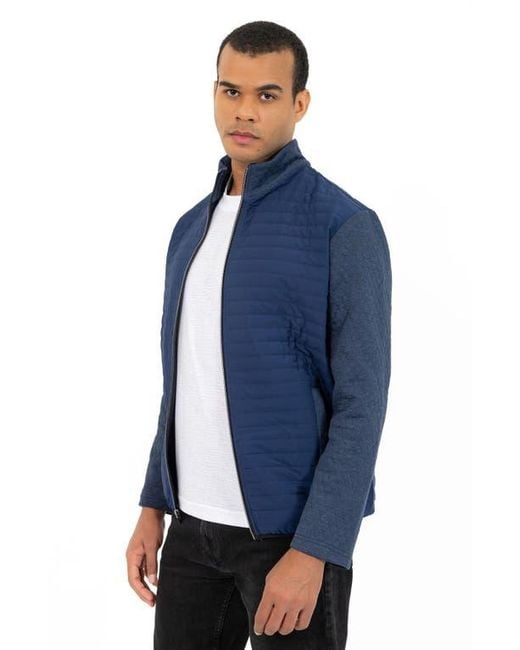 PINOPORTE Blue Mix Quilt Zip Jacket for men