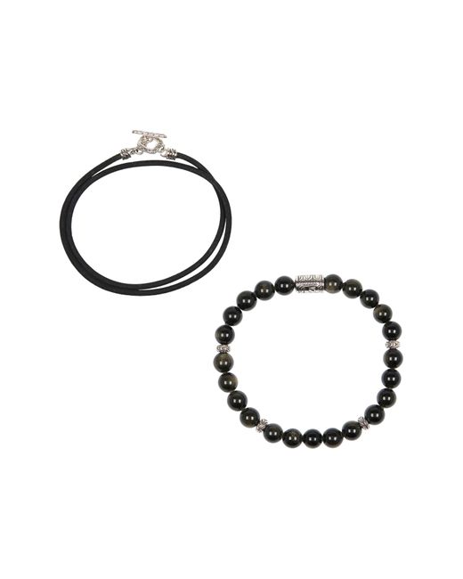 John Hardy Set Of 2 Treated Black Sapphire Beaded & Doublewrap Toggle