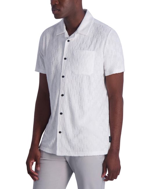Karl Lagerfeld White Logo Jacquard Button-up Shirt for men