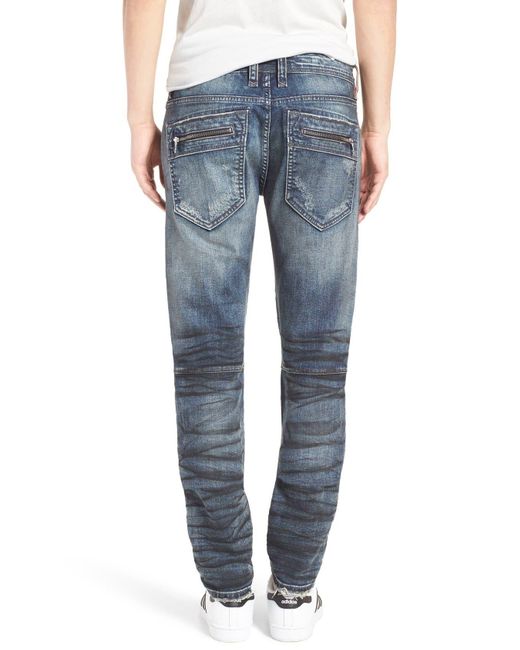 Rock Revival Blue Skinny Fit Moto Jeans for men