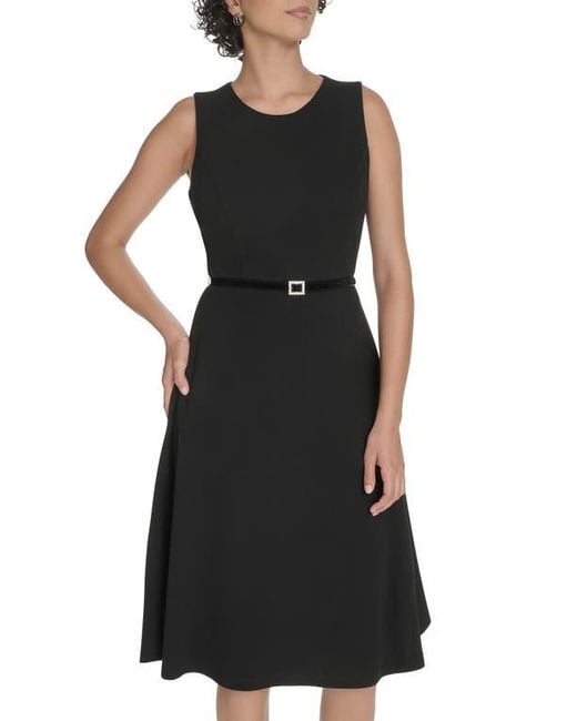 Tommy Hilfiger Black Sleeveless Scuba Crepe Midi Dress