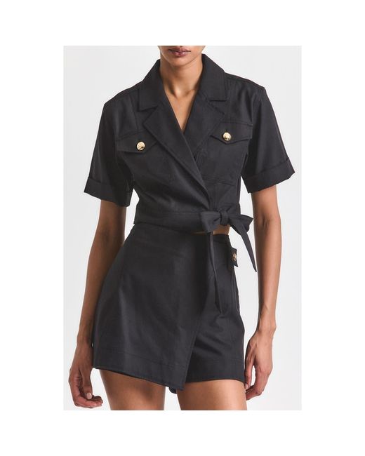 10 Crosby Derek Lam Black Ragean Utility Wrap Top