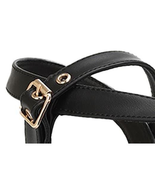 Seven7 Black Cross Strap Flat Sandal