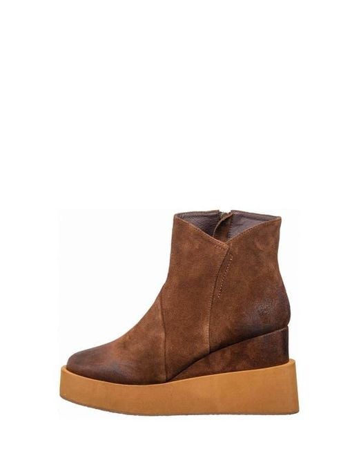 Antelope Brown Suede Platform Wedge Boot