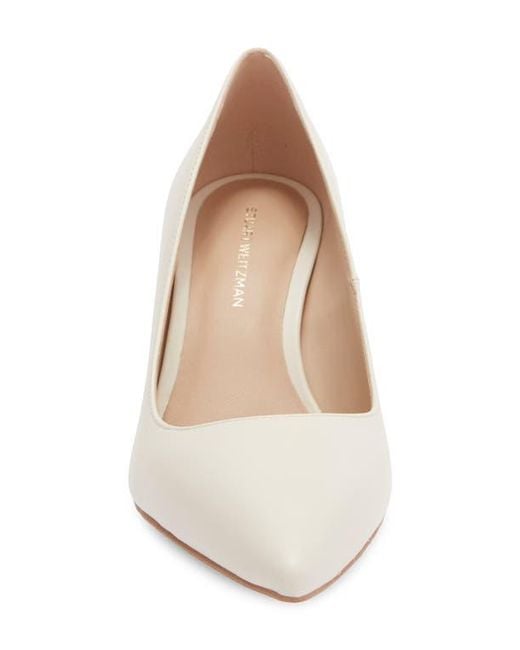 Stuart Weitzman White Isla Leather Pump
