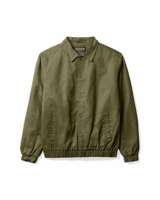 Noize Green Wiley Waxed Cotton Bomber Jacket for men