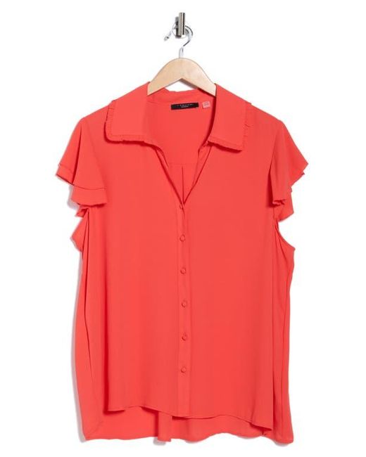 Tahari Tiered Flutter Sleeve Button-Up Shirt