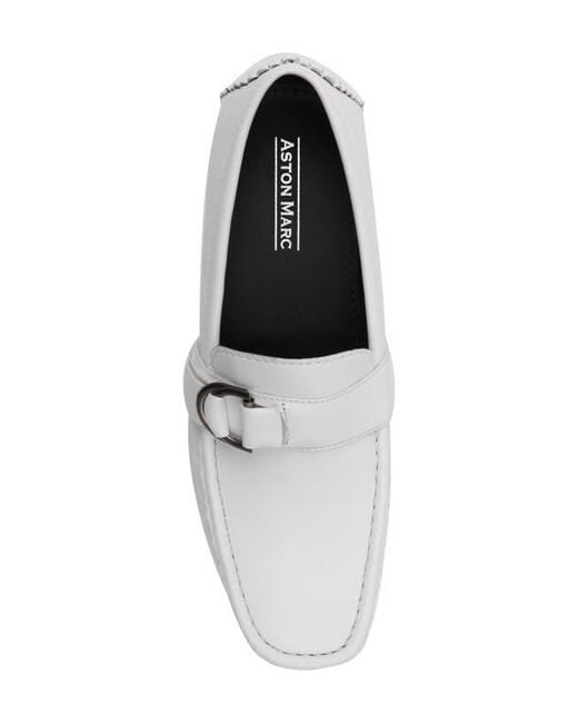 Aston Marc White Charter Side Buckle Driving Loafers for men