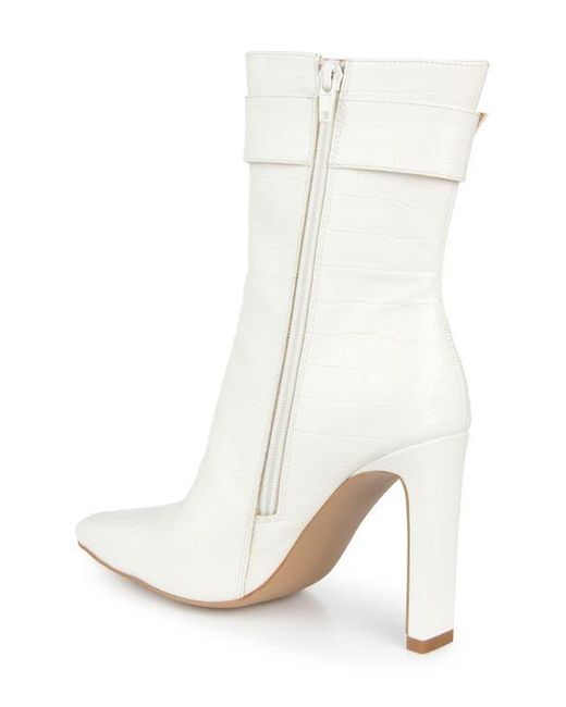 Journee Collection White Elaine Croc Embossed Comfort Foam Bootie
