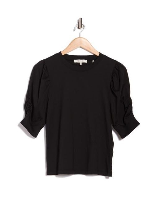 FRAME Black The Frankie Puff Sleeve T-Shirt