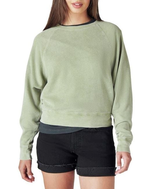 Lucky Brand Green Raglan Waffle Top