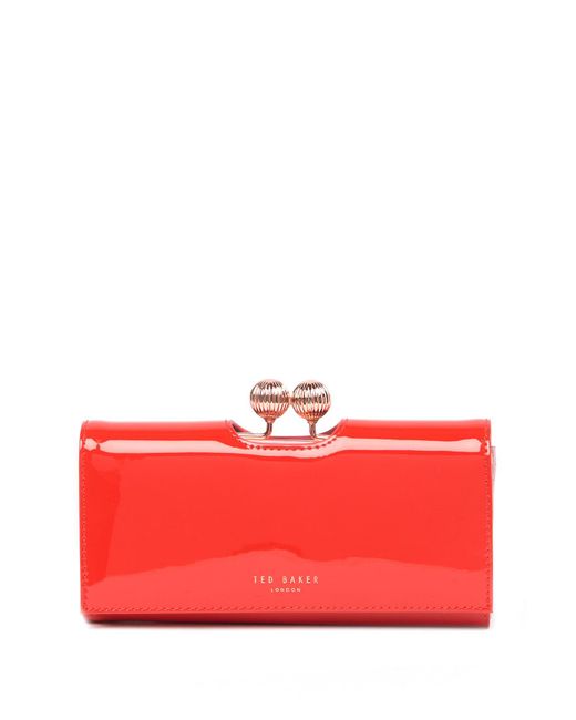 melodi omhyggeligt Knurre Ted Baker Bobble Patent Leather Wallet in Red | Lyst