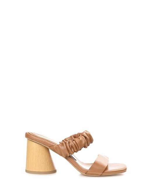Journee Collection Natural Open Square-Toe Block Heel