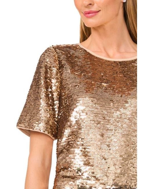 Halogen® Brown Sequin T-Shirt