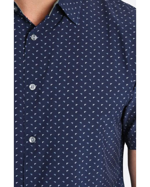 Jachs New York Blue Gravity Micro Arrow Short Sleeve Button-up Shirt for men