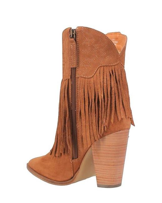 Dingo Brown Fringe Zip-Up Western Boot