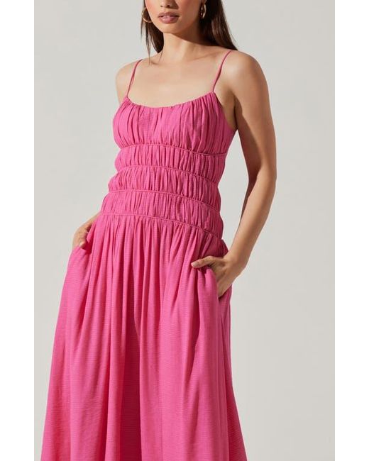 Astr Pink Andrina Shirred Maxi Sundress