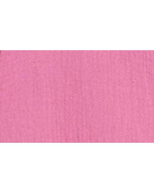 Boho Me Pink Three Quarter Sleeve Cotton Gauze Button-up Shirt