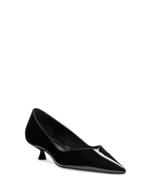 Stuart Weitzman Black Eva Kitten Heel Pointed Toe Pump