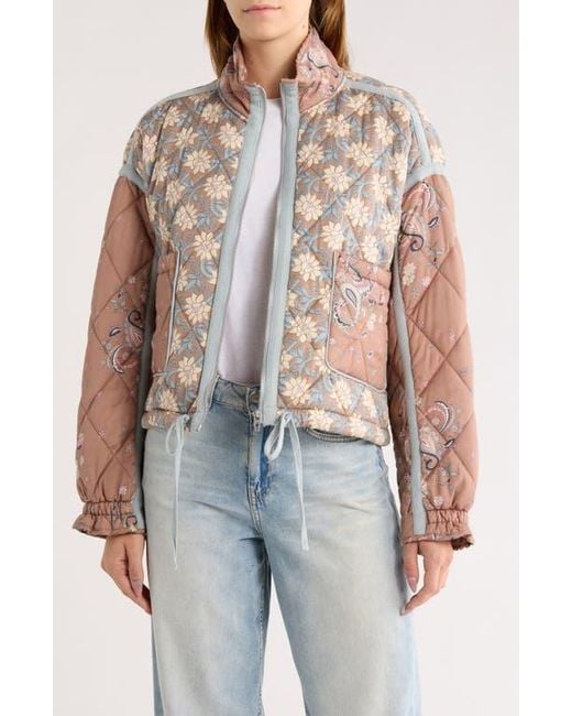 Blank NYC Multicolor Bloom Bash Quilted Bomber Jacket