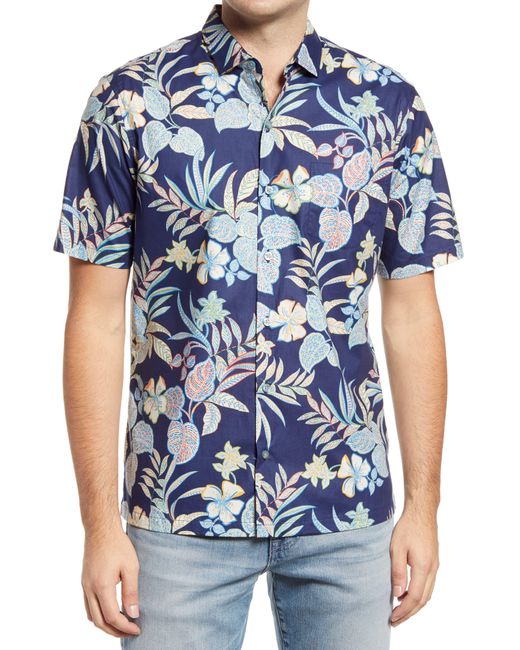 Tori Richard Blue Bargello Floral Short Sleeve Button-up Shirt for men