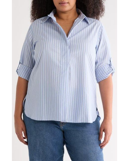 Max Studio Blue Stripe Popover Tunic