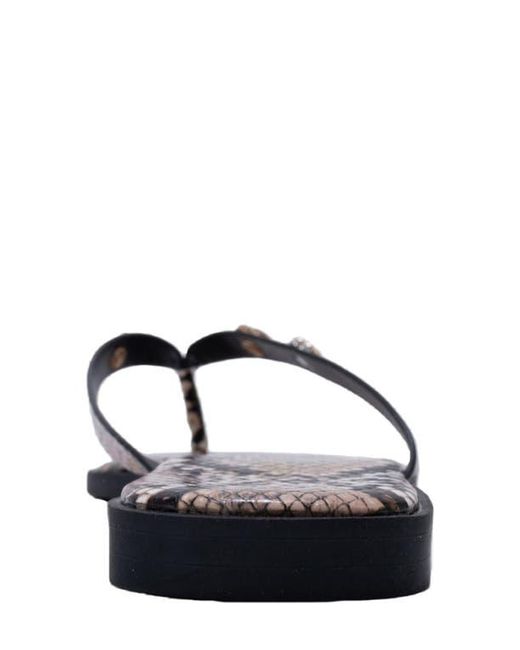 Bebe White Python Embossed Thong Sandal