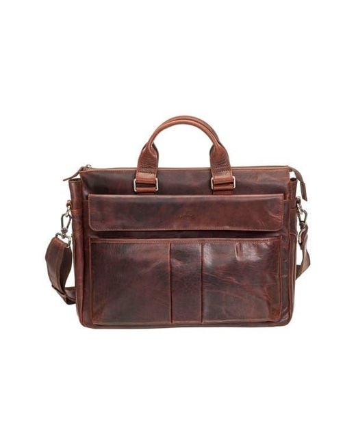 Mancini Brown Leather Briefcase for men