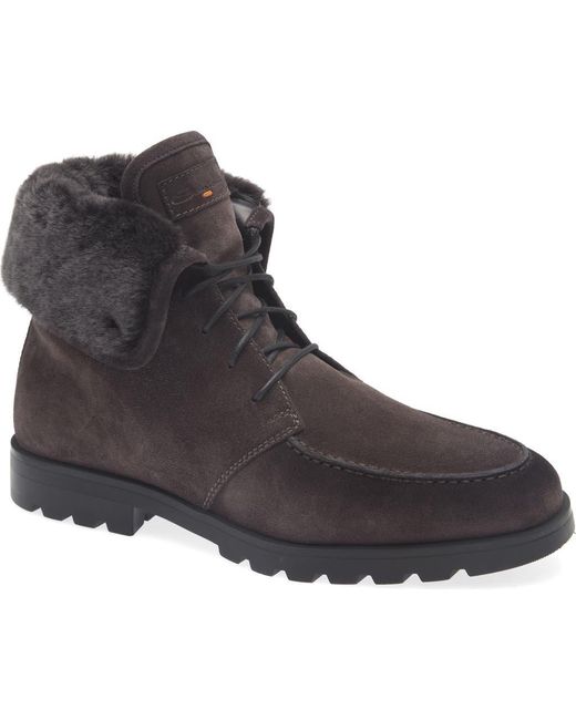 NEW! $1,050 Santoni Men\'s Genuine Shearling Suede Lace-Up Boots 8.5/9 Santoni Genuine Shearling Lace-Up Boot (Men) | Nordstromrack main image 2