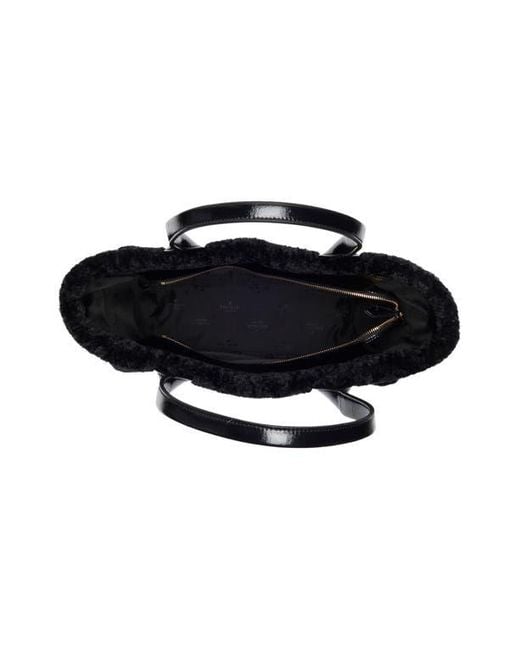 Kate Spade Black Jett Faux Shearling Trim Tote Bag