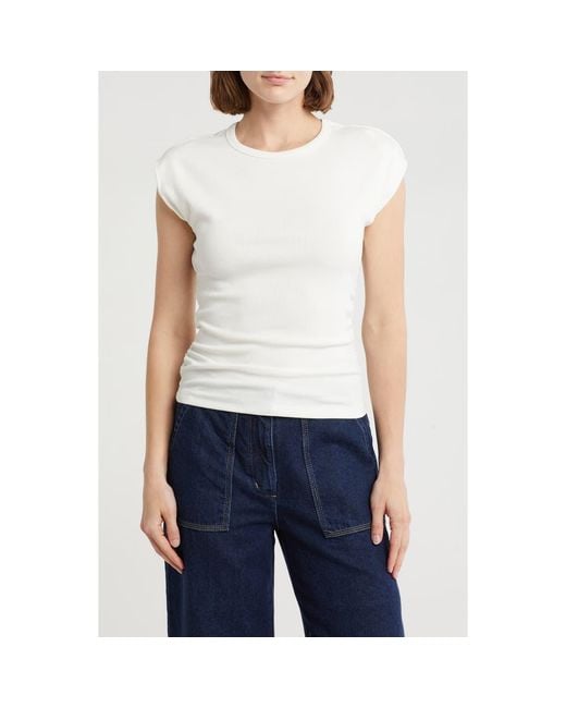 INDUSTRY REPUBLIC CLOTHING White Ruched Side Ribbed Muscle Tank