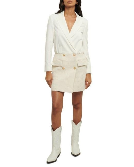 10 Crosby Derek Lam Chiara Mixed Media Blazer Dress in Natural Lyst