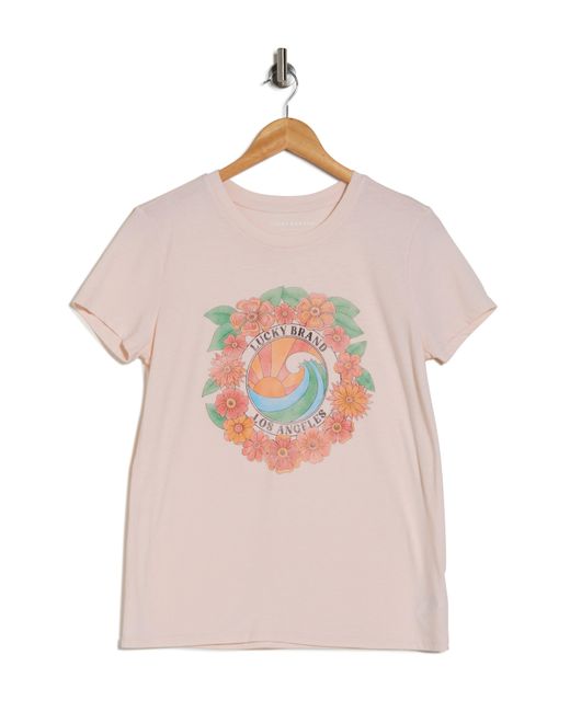 Lucky Brand Blue Surf Floral Logo Graphic T-shirt