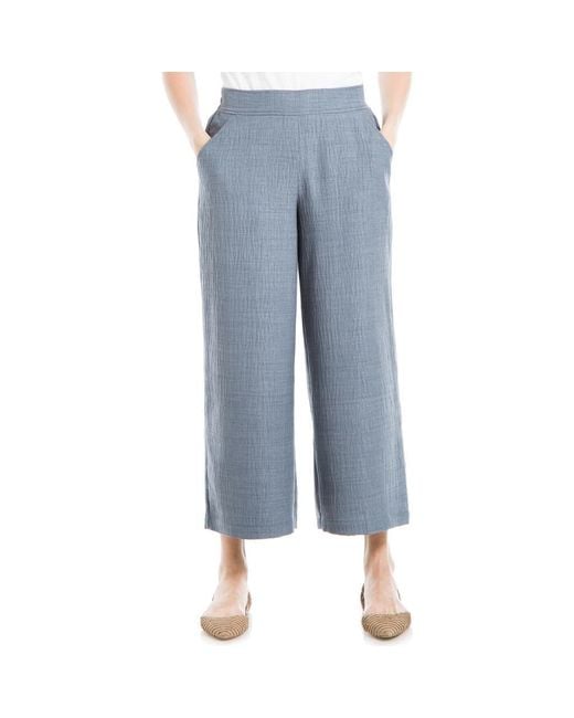 Max Studio Blue Textured Wide Leg Pants