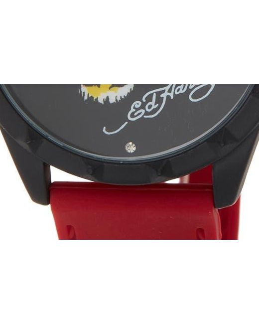 Ed Hardy Red X Silicone Strap Watch for men