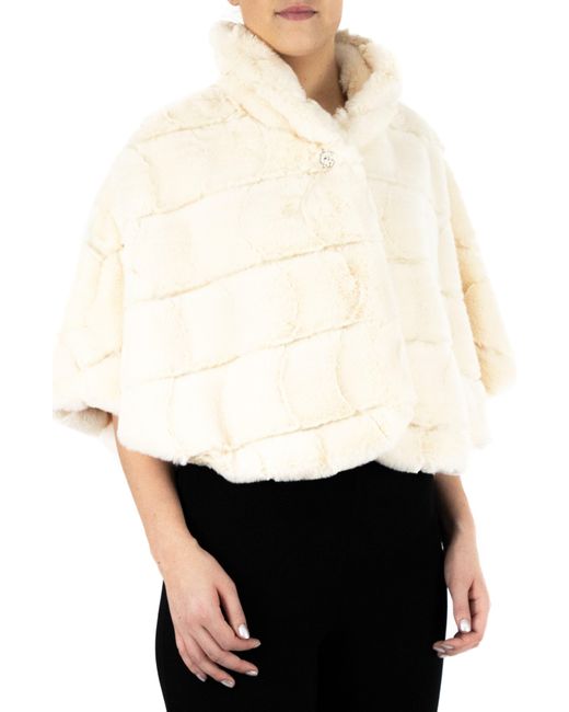 Nina Leonard Faux Fur Capelet in White Lyst