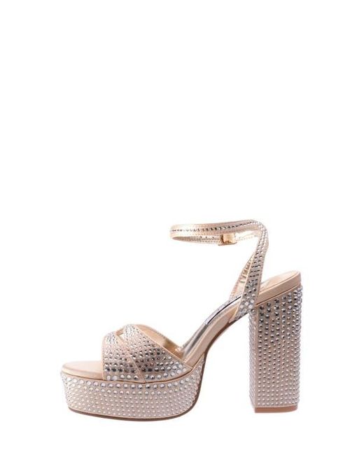 Lady Couture Pink Rhinestone Platform Ankle Strap Sandal