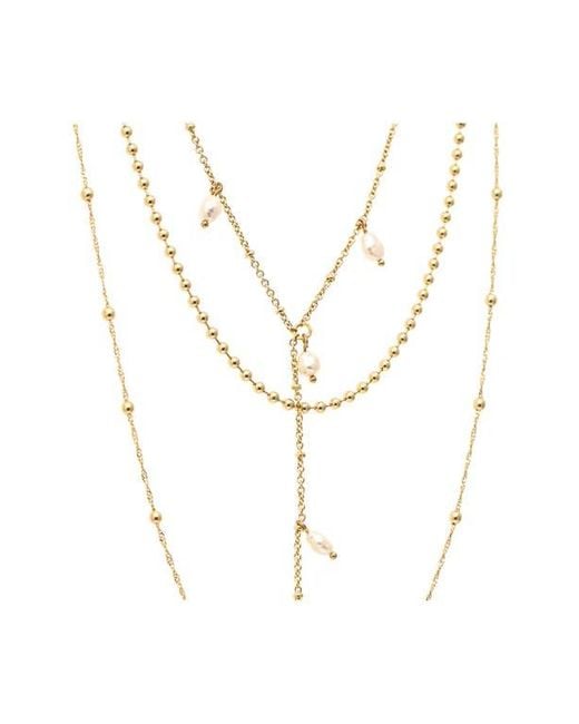 Rivka Friedman White Set Of 3 Imitation Pearl Assorted Necklaces