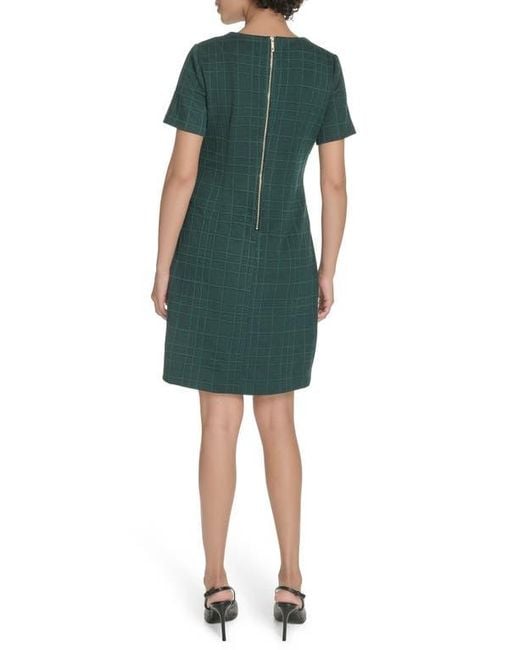 Tommy Hilfiger Green Windowpane Short Sleeve Shift Dress