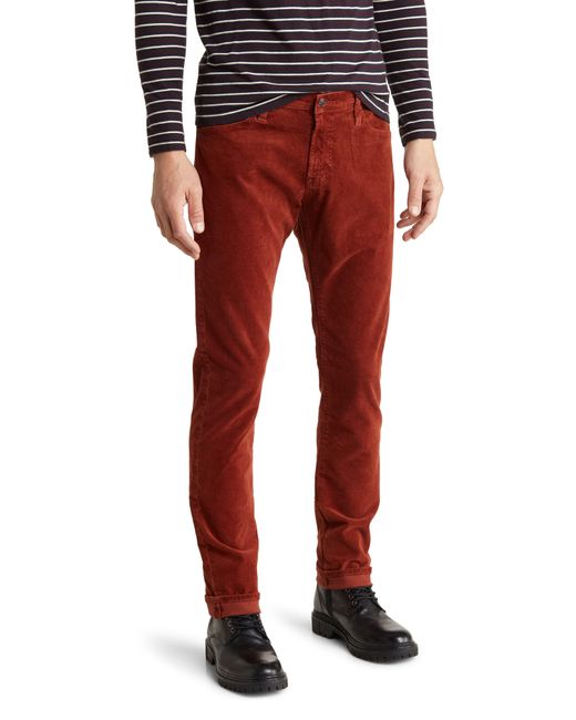 AG Jeans Red Tellis Slim Fit Corduroy Pants for men