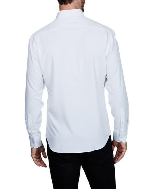 Tailorbyrd White Mélange Performance Button Down Shirt for men