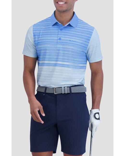 Ben Sherman Blue Ombré Mélange Stripe Print Stretch Tech Polo for men