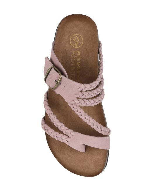 White Mountain Brown Hayleigh Braided Leather Footbed Sandal