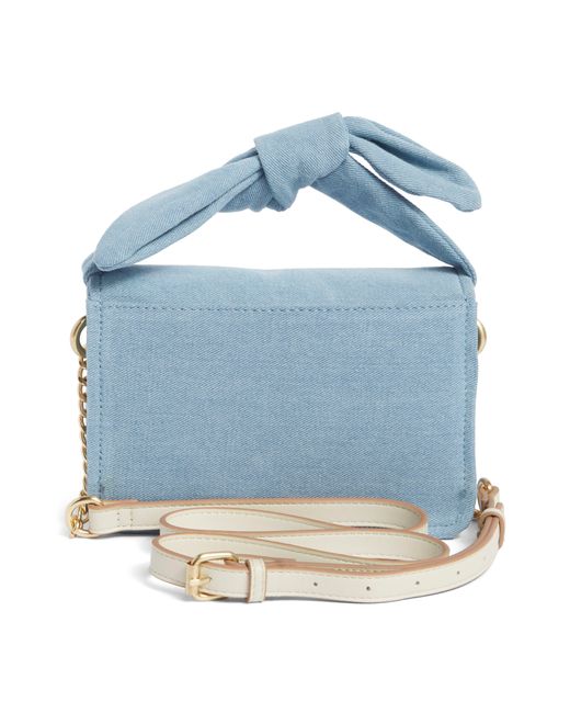 Nanette Lepore Blue Bow Top Handle Denim Crossbody Bag