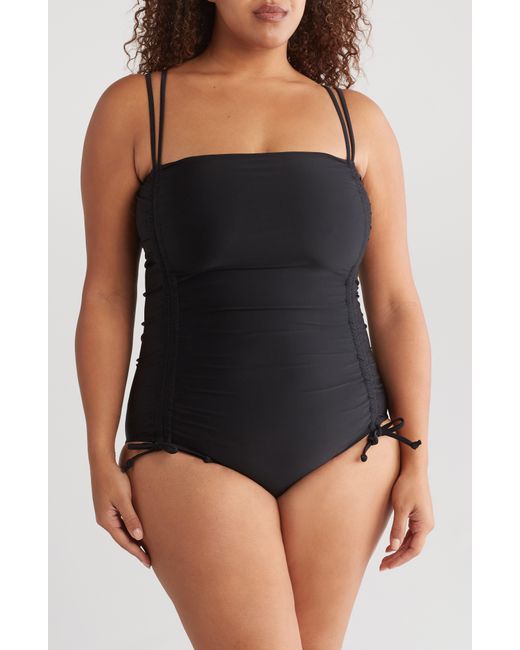 Cyn and Luca Black Ruched One-piece Swimsuit