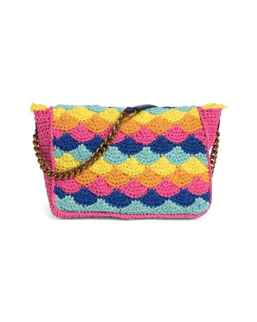 Kurt Geiger Gray Kensington Small Crochet Crossbody Bag