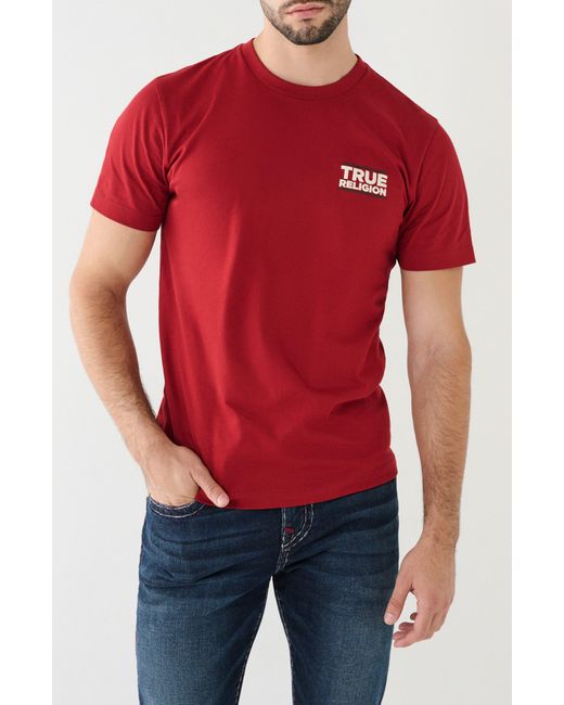 True Religion Red Half Buddha Tr Cotton Crew T-shirt for men