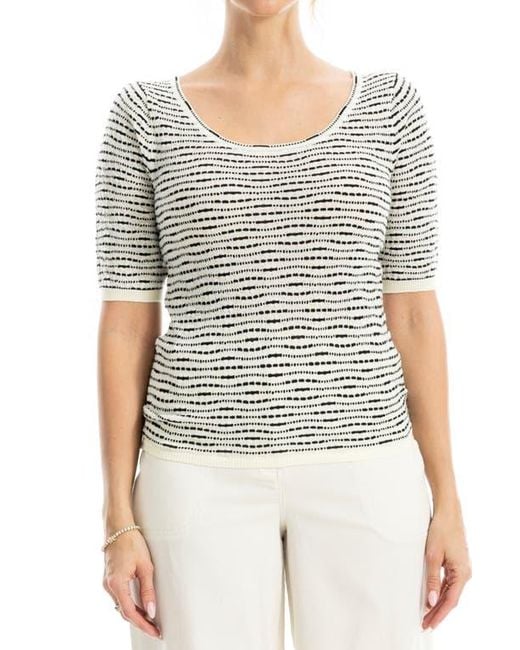 Max Studio Gray Pattern Elbow Sleeve Sweater